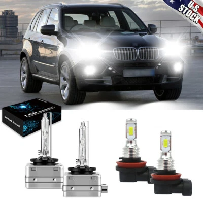 Faro delantero HID blanco alto-bajo para BMW X5 2007-2015 + bombillas antiniebla LED Foto 1 de 4