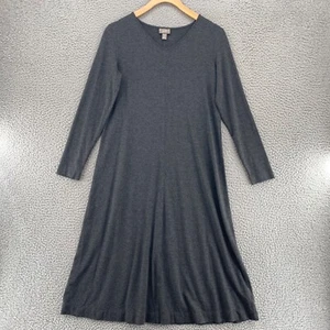 J Jill Dress Womens Small Petite Gray Stretch T Shirt A Line 3/4 Sleeves Knee - Picture 1 of 11