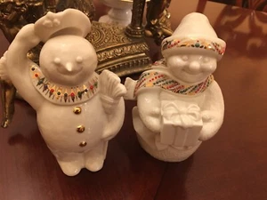 Lenox China Jewels Snow people Jolly Merry Berry Set Of 2 - Picture 1 of 10