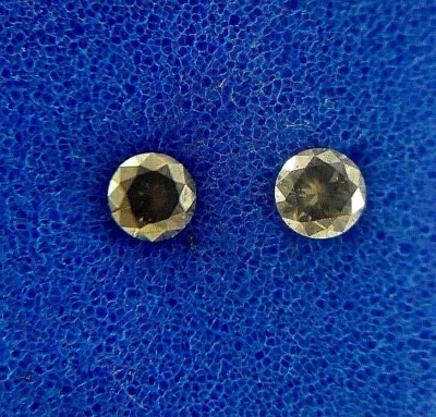 Tiny 0.06tcw 2.0mm Yellow Color Vs1 Round Brilliant Cut Natural Diamond Pair - Image 1 of 4