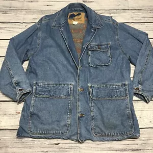 Vintage 80er 70er Levis Druck Denim Safari Jacke Herren groß schwarz Tab Hausarbeit Mantel - Bild 1 von 10