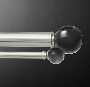 NEW Set of 2 Restoration Hardware SMALL BAYONNE Crystal Ball Finials NICKLE - Picture 1 of 3