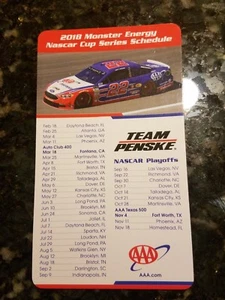 Joey Logano 2018 Monster Nascar Cup Schedule Magnet Ford Penske Champion AAA - Picture 1 of 2