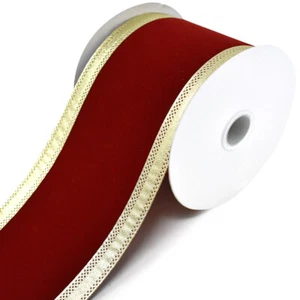 Velvet Dynasty Wired Edge Christmas Ribbon, Scarlet, 4-inch, 10-yard - Picture 1 of 1