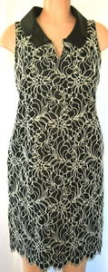 TONY WARD HAUTE COUTURE BLACK/WHITE FLORAL LACE NET FABRIC DRESS SIZE 12  - Picture 1 of 12
