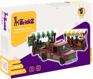 myBrickZ Red pickup with market stand #0004 - Picture 1 of 4