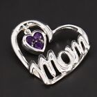 Sterling Silver 925 DESIGNER RL Amethyst Heart Mom Necklace Pendant Thailand 3g 