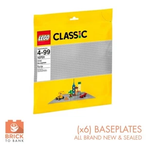 LEGO 10701 - (x6) CLASSIC GRAY BASEPLATES - Brand New City Town MOC Retired - Picture 1 of 1