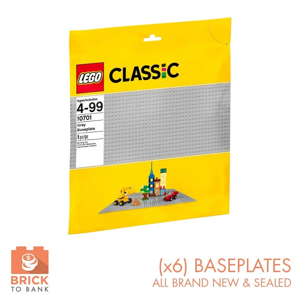 LEGO 10701 - (x6) CLASSIC GRAY BASEPLATES - Brand New City Town MOC Retired - Image 1 of 1