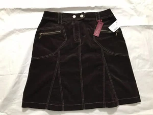 Vtg Gitano A Line Skirt Size 6 Brown 4 Pocket Front Zip Brown Velour Stretch - Picture 1 of 5