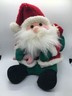 13.5” Santa Claus Stuffed Plush Doll, Red Christmas Hat, Sac Of Gifts, Green