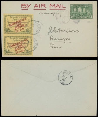 1927, CANADA-AIR POST, ПАТРИЦИЯ AIRWAYS КРЫШКА ОТПРАВЛЕНА В ROUYN, ВЕРТИКАЛЬНАЯ ПАРА, U. #CL24i - Изображение 1 из 2