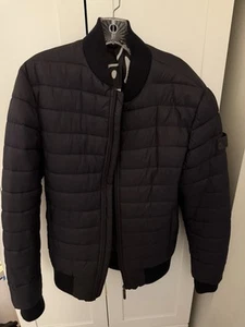 SUPERDRY Fuji Jacket Men's LARGE Full Zip High Neck Padded Quilted Black - Picture 1 of 5