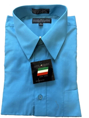 Nueva Camisa de Vestir Daniel Ellissa Verde Azulado Talla 16 Manga 1/2 33/34 Corte Completamente Cómodo Foto 1 de 4