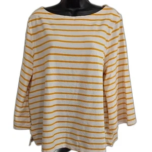 Old Navy Shirt XL Striped Yellow and White Women's Top Casual Minimal Boat Neck - Picture 1 of 12
