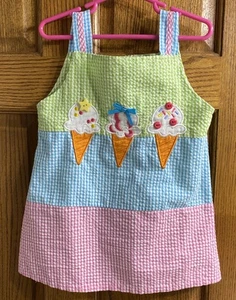 Rare Editions Girls Sz. 6X Seersucker Ice Cream Cone Summer Shirt - Picture 1 of 5