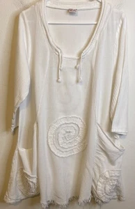 Oh My Gauze! Camisa Túnica Top Mujer Algodón Gasa Boho Deshilachado XL Blanco Lagenlook - Imagen 1 de 3