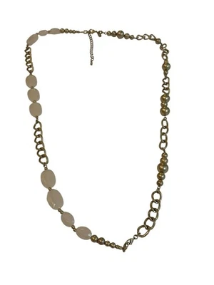 Collar Lia Sophia Tono Dorado Grueso Cadena Rosa Pálido Acrílico Cuentas Cierre Langosta Foto 1 de 4