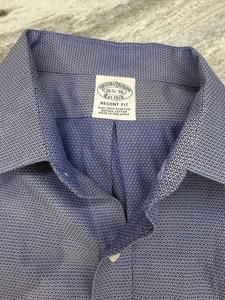 Brooks Brothers Men's Regent  Shirt 16 1/2 -36 Blue Geometric EUC - Picture 1 of 8