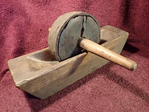 ANTIQUE 1700-s HANDMADE WOOD MORTAR MILL PRESS FOLK ART SWEDEN SWEDISH - Picture 1 of 13