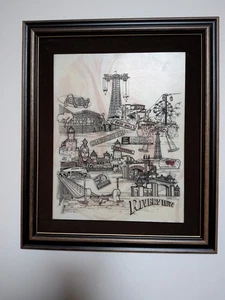 Riverview Amusement Park Professionally Framed & Cut Marble Collectible - Picture 1 of 7