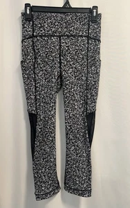 Leggings da corsa Lululemon suola allenamento crop donna taglia 4 nero bianco - Foto 1 di 10