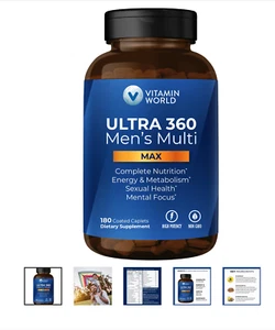 Vitamin World Ultra 360 Men's Multi Max 180 caplets Exp. Date 09/2026 - Picture 1 of 1