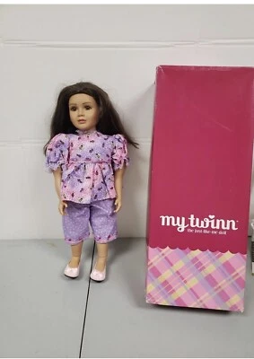  My Twinn 23 Inch Poseable Doll Brown Hair Brown Eyes Purpleish Floral Top W/Box - Image 1 of 4