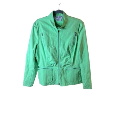 Chaqueta Carlisle verde para mujer cuello alto bolsillos con cremallera EE. UU. 14 UK 16 Foto 1 de 4