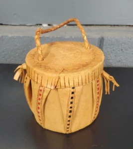 Vintage 70er Jahre kleine runde Leder Trommel Geldbörse mit Kamel Palme - Bild 1 von 12