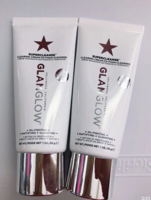 Glamglow Supercleanse Clearing Cream-To-Foam Cleanser 1oz X 2 Travel Sizes