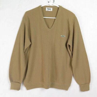 Fox Sweater JCPenney Men's size M Pullover Tan Long Sleeve Vintage Dads V-Neck - Image 1 of 4