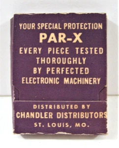 Paquete de condones vintage Par X caja plana solo distribuidores Chandler St. Louis Mo - Imagen 1 de 3