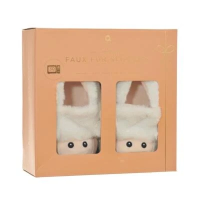 Microwaveable Novelty Slippers Sheep Heatable 3D Animal Faux Fur Lavender Scent - Image 1 of 4