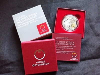 Autriche : 20 Euro Argent BE 2017 : 175 éme Anniversaire Philarmonique Vienne - Photo 1/2
