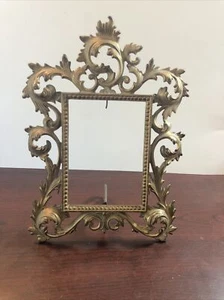 Search solid cast brass picture frame with stand - Picture 1 of 11