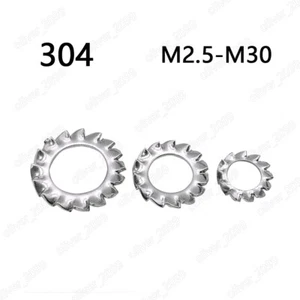304 Stainless Steel Serrated External Lock Washers M2.5 M3 M4 M5 M6 M8 M10-M30 - Picture 1 of 6