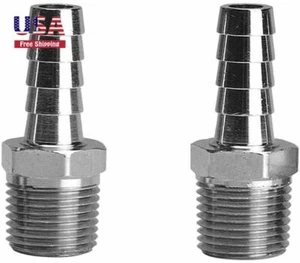 SS304 5/8" Hose Barb to 3/4" Male NPT Home Brew Fitting Water Fuel Air (2Pcs) - Picture 1 of 2