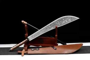 Long Guandao Chinese Polearm Guan Dao Weapon Short Scimitar Sword Spring Steel - Picture 1 of 9