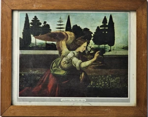 Quadro con Stampa Riproduzione '900 Leonardo da Vinci Annunciazione con Cornice - Foto 1 di 4