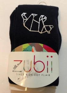 Zubii Girls Tights Blue with Silver Bear Size 2 Shoe Size 22-24 New - Picture 1 of 3