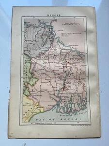 1879 antique chromolithograph map of Bengal India - Picture 1 of 5