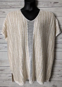 C Wonder M/L Medium/Large Ivory Tan Sweater Pullover Sleeveless Crochet Top - Picture 1 of 10
