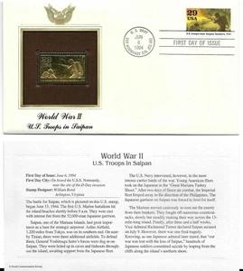 World War II-US Troops in Saipan--1st day issue-Golden Replica - Picture 1 of 1