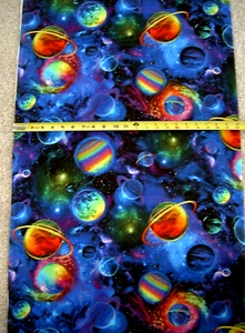 Space Out Of This World Planet Planets 1991 MULTI Timeless Durable Cotton Fabric - Picture 1 of 2