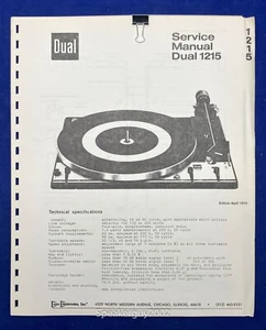 Tocadiscos original doble 1215 manual de servicio - Imagen 1 de 1