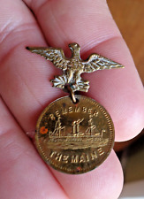 Spanish American War REMEMBER THE MAINE small Medal with Eagle Hanger