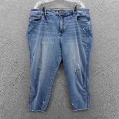 Kut from the Kloth Distressed Cropped Skinny Jeans 18W Blue Women Medium Wash - Image 1 of 4