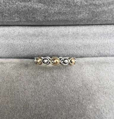 Pandora Sterling Silver Two Tone Peacock Glory with 14k Gold Ring 190961 Sz 52 - Image 1 of 4