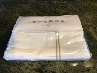 Sferra Grande Hotel Full/Queen Duvet Cover White/Grey NIP! - Image 1 of 4